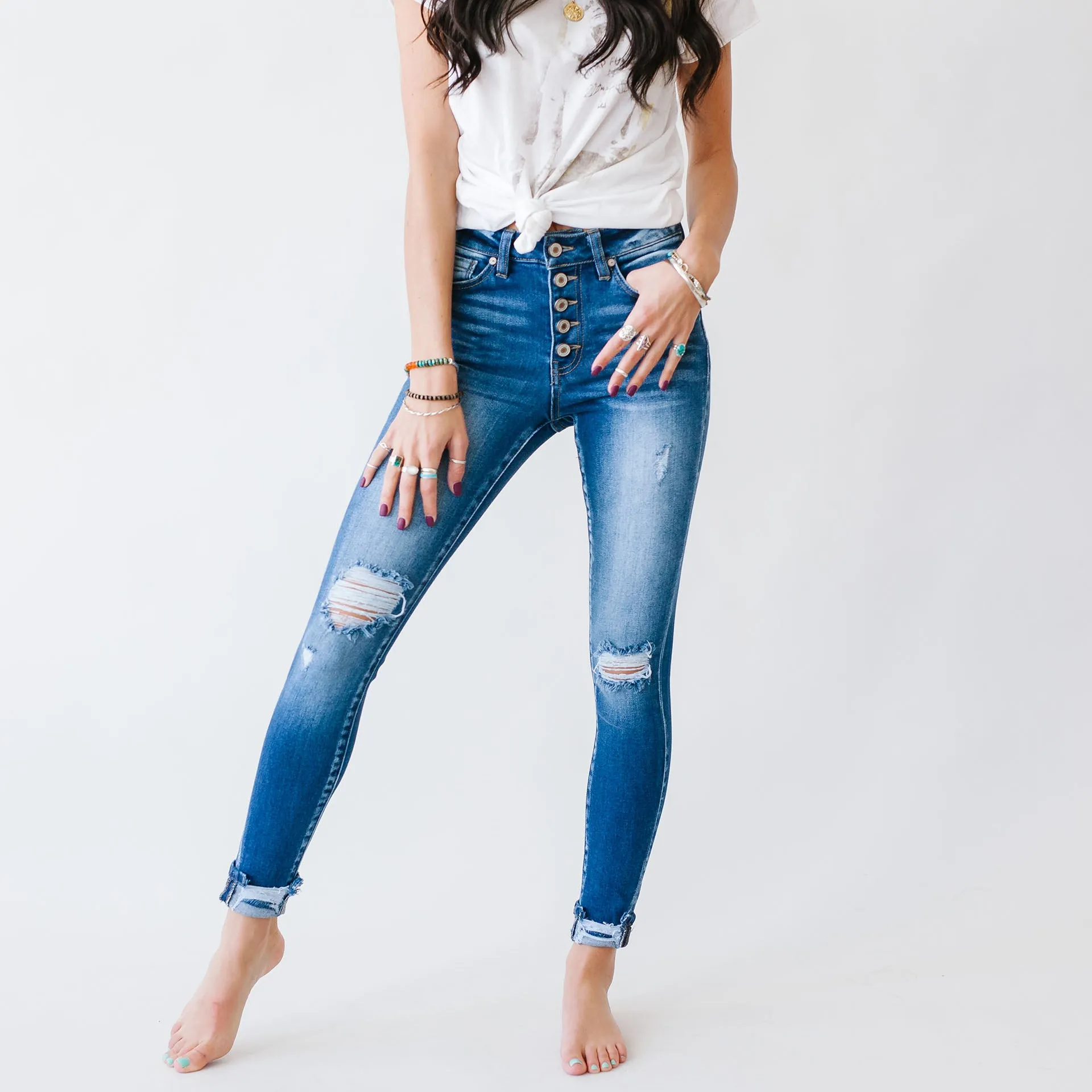 Kylie Kancan High Rise Button Fly Denim