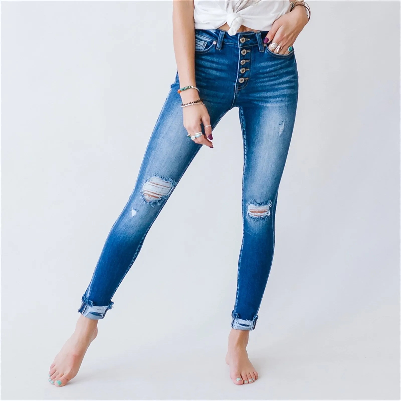 Kylie Kancan High Rise Button Fly Denim