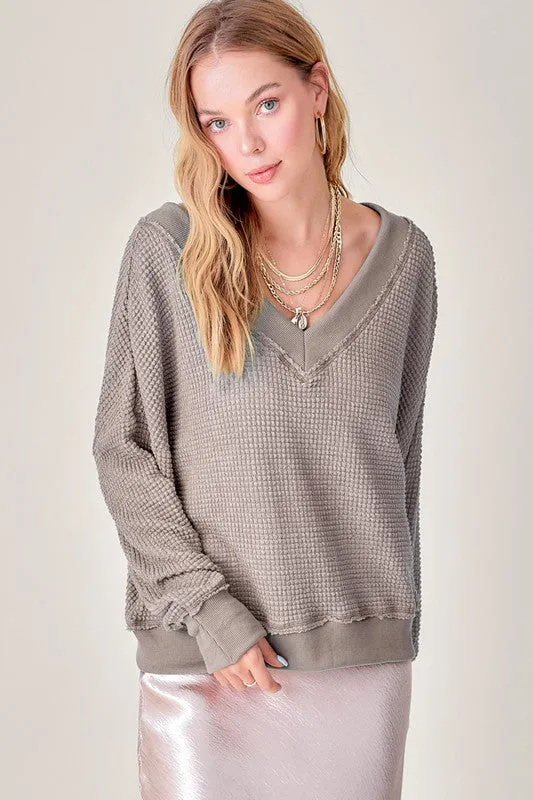 La Miel Holly Waffle Knit Top