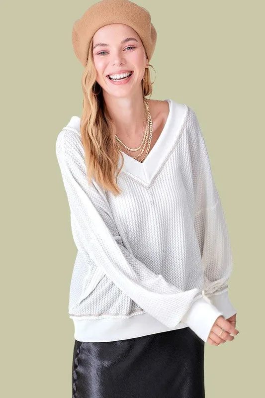 La Miel Holly Waffle Knit Top