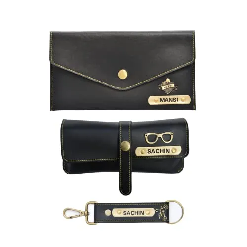 Ladies 3 Pc Combo 1.0 (Minimal Clutch 1.0, Eyewear, Keychain with Hook) (Black)