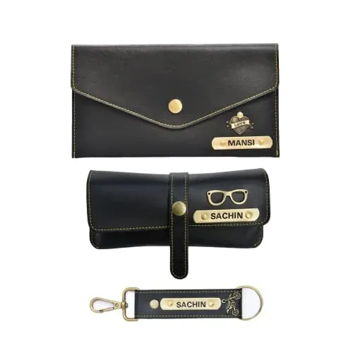 Ladies 3 Pc Combo 1.0 (Minimal Clutch 1.0, Eyewear, Keychain with Hook) (Black)