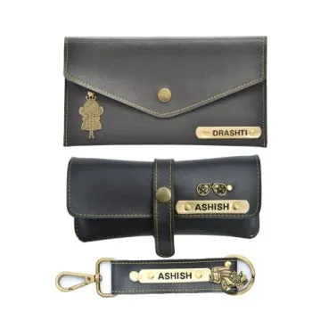 Ladies 3 Pc Combo 1.0 (Minimal Clutch 1.0, Eyewear, Keychain with Hook) (Grey)
