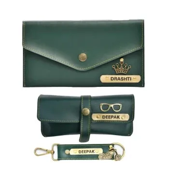 Ladies 3 Pc Combo 1.0 (Minimal Clutch 1.0, Eyewear, Keychain with Hook)  (Olive Green)