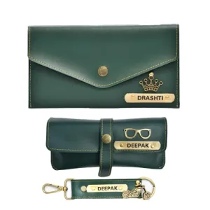 Ladies 3 Pc Combo 1.0 (Minimal Clutch 1.0, Eyewear, Keychain with Hook)  (Olive Green)