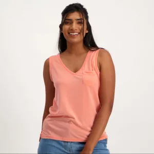 Ladies Pocket Tank - Coral