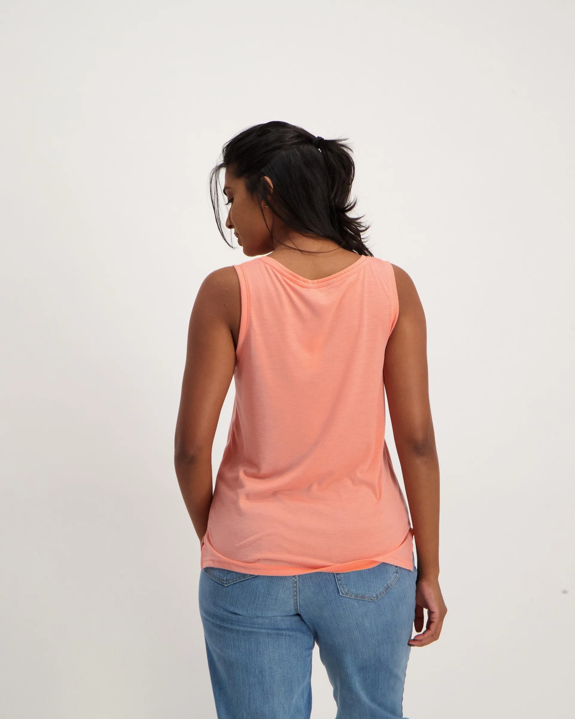 Ladies Pocket Tank - Coral