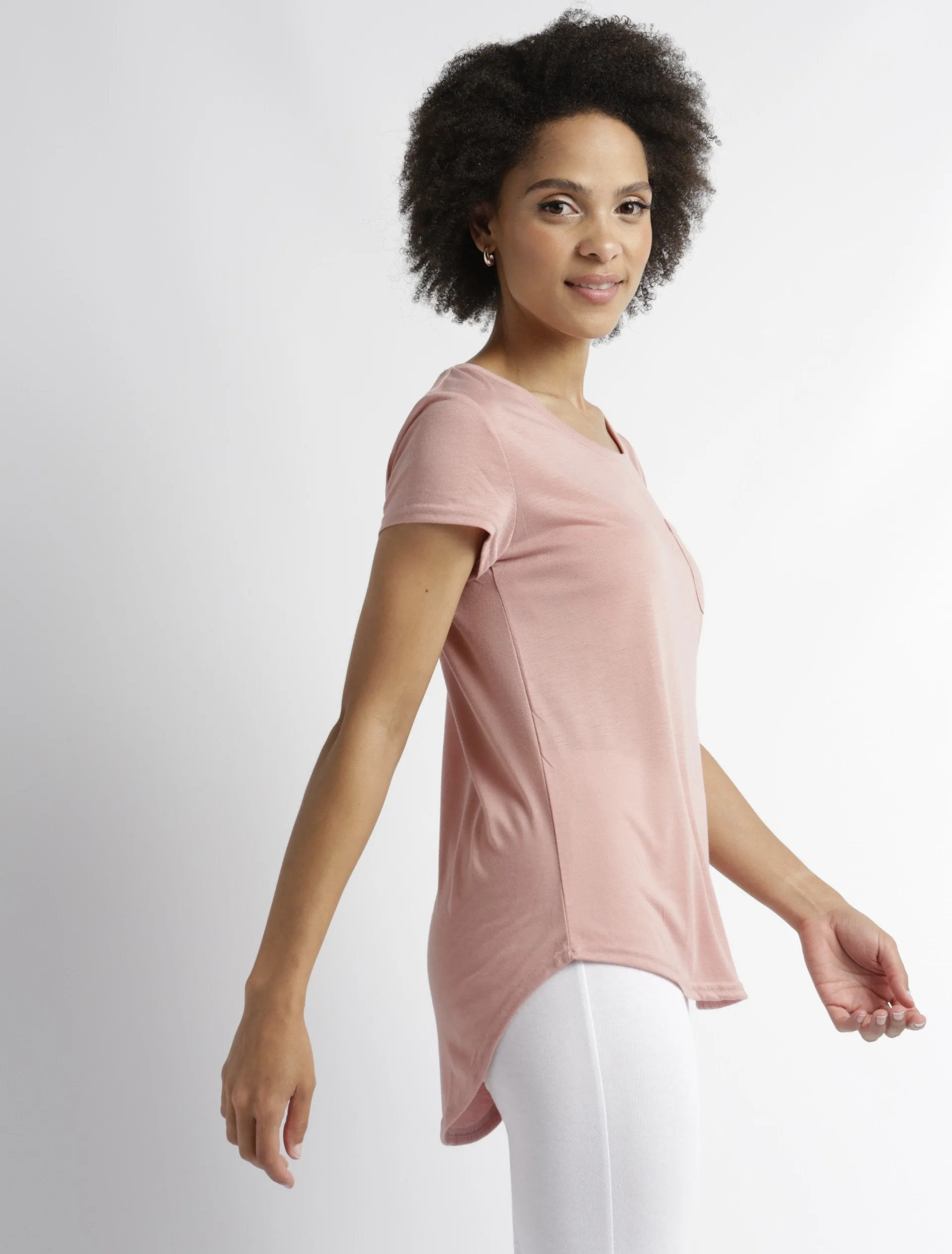 Ladies Pocket Tee - Rose