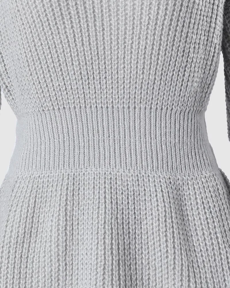 Lantern Sleeve Chunky Knit Sweater