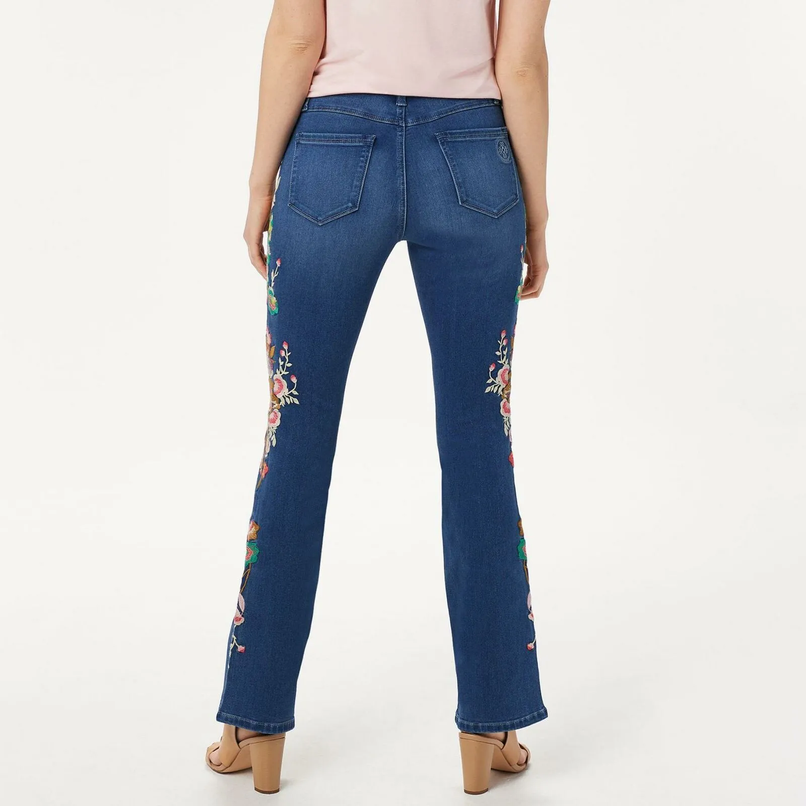 Laurie Felt Plus Size Silky Denim Embroidered Boot-Cut Jeans
