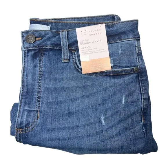 LC Lauren Conrad Womens High Rise Distressed Ankle Skinny Jeans Sz 10 NWT