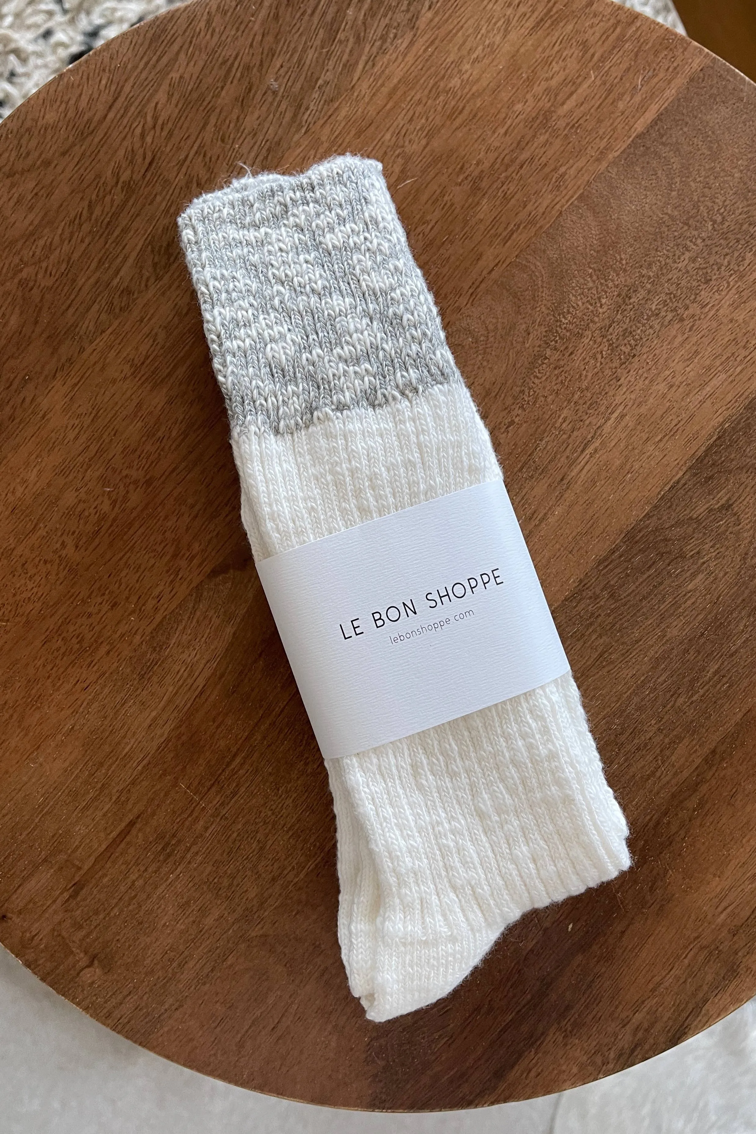 Le Bon Shoppe - Color Block Cottage Socks: White Linen/Ht. Grey