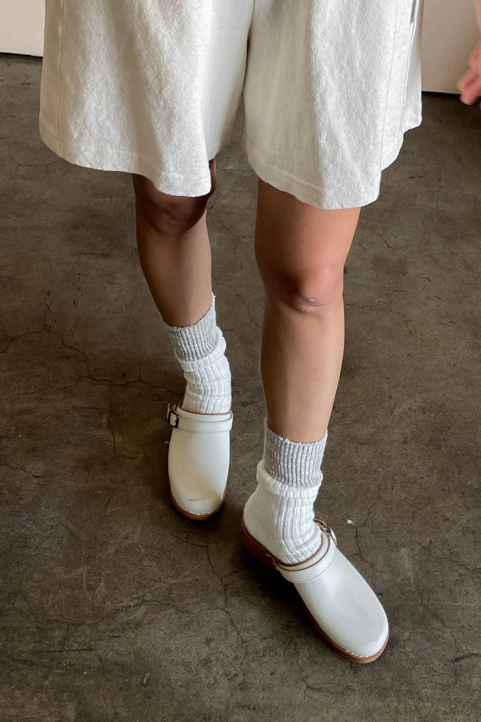 Le Bon Shoppe - Color Block Cottage Socks: White Linen/Ht. Grey