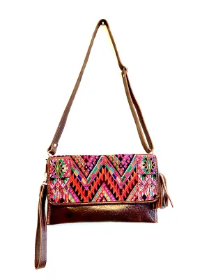 Leather Sling & Clutch with Embroidery