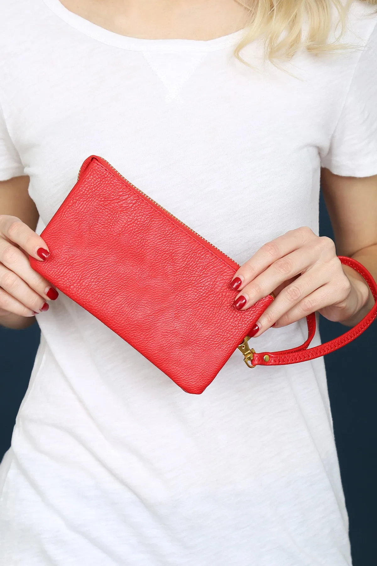 Leather Wallet with Detachable Wristlet Red - Pack of 6