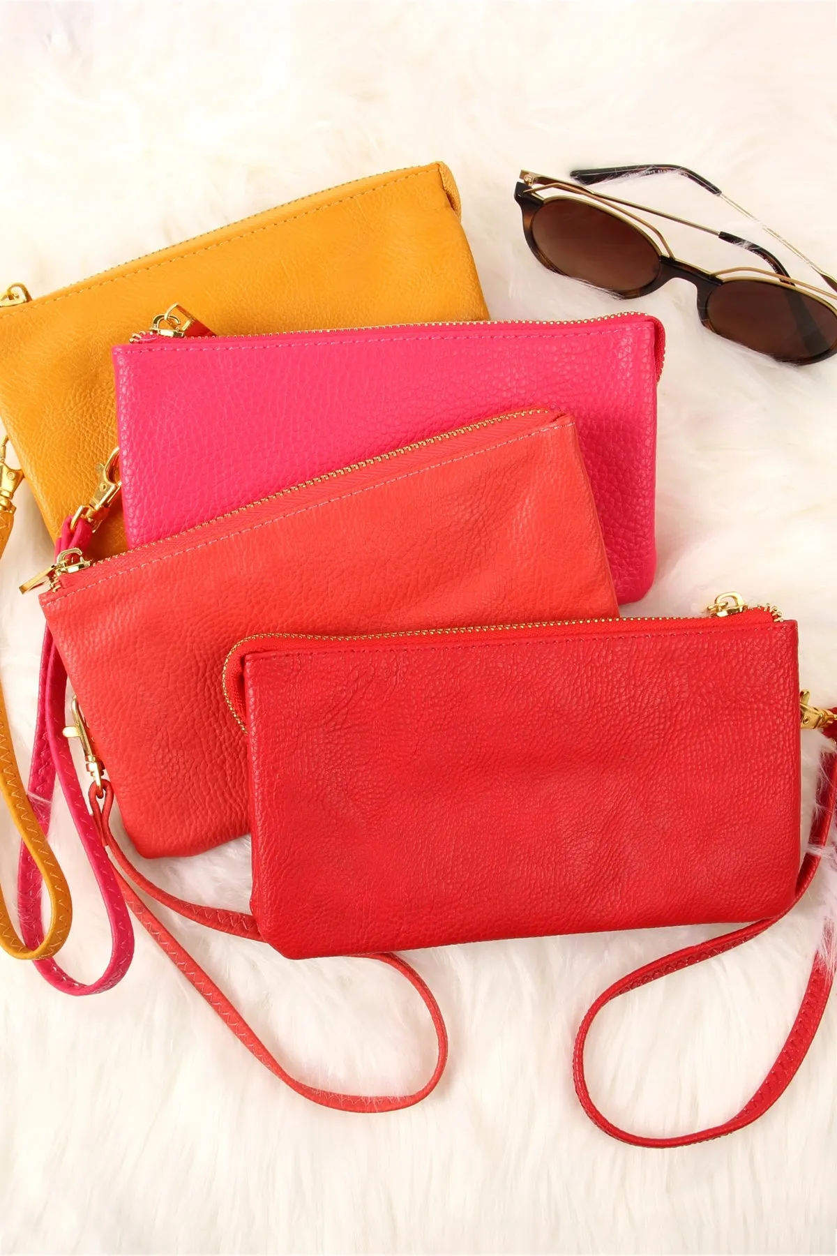 Leather Wallet with Detachable Wristlet Red - Pack of 6