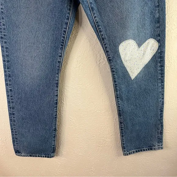 Levi's 501 150th Anniversary Edition High Waisted Straight Leg Jeans Heart Patch