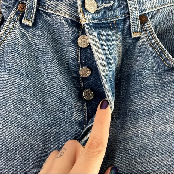 Levi's 501 150th Anniversary Edition High Waisted Straight Leg Jeans Heart Patch