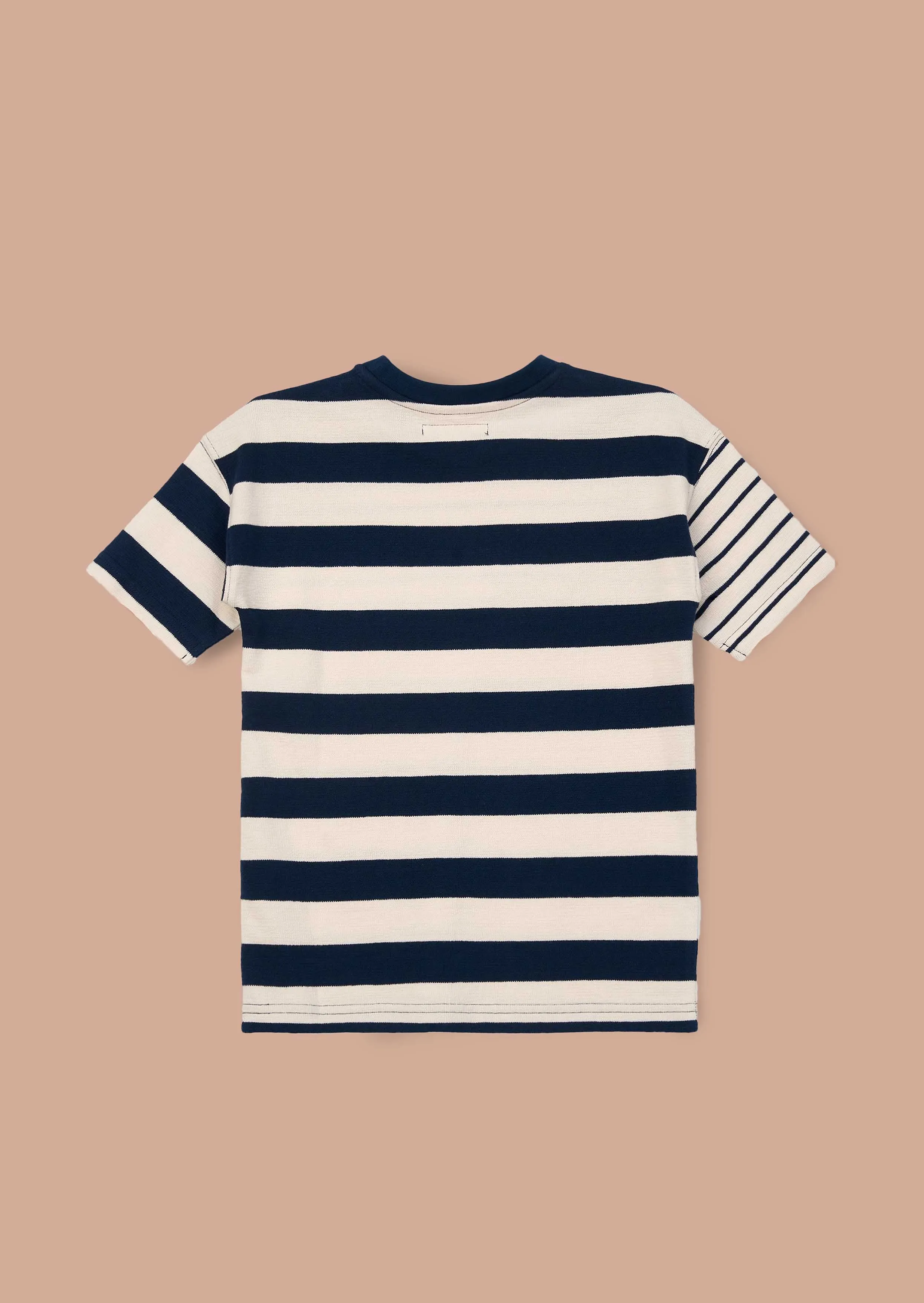 Lewis Blue Textured Stripe Block T Shirt