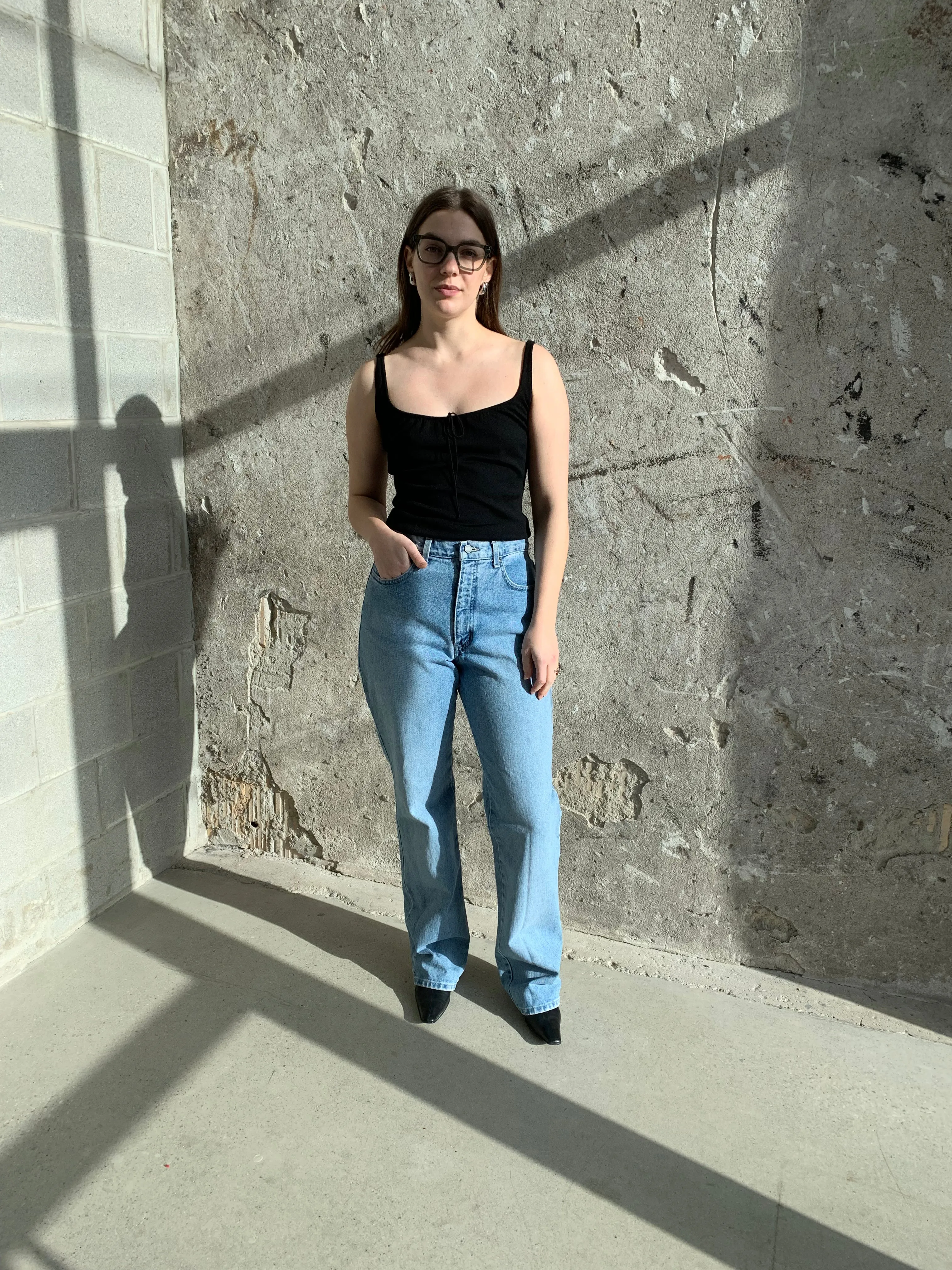 light blue bootcut jeans