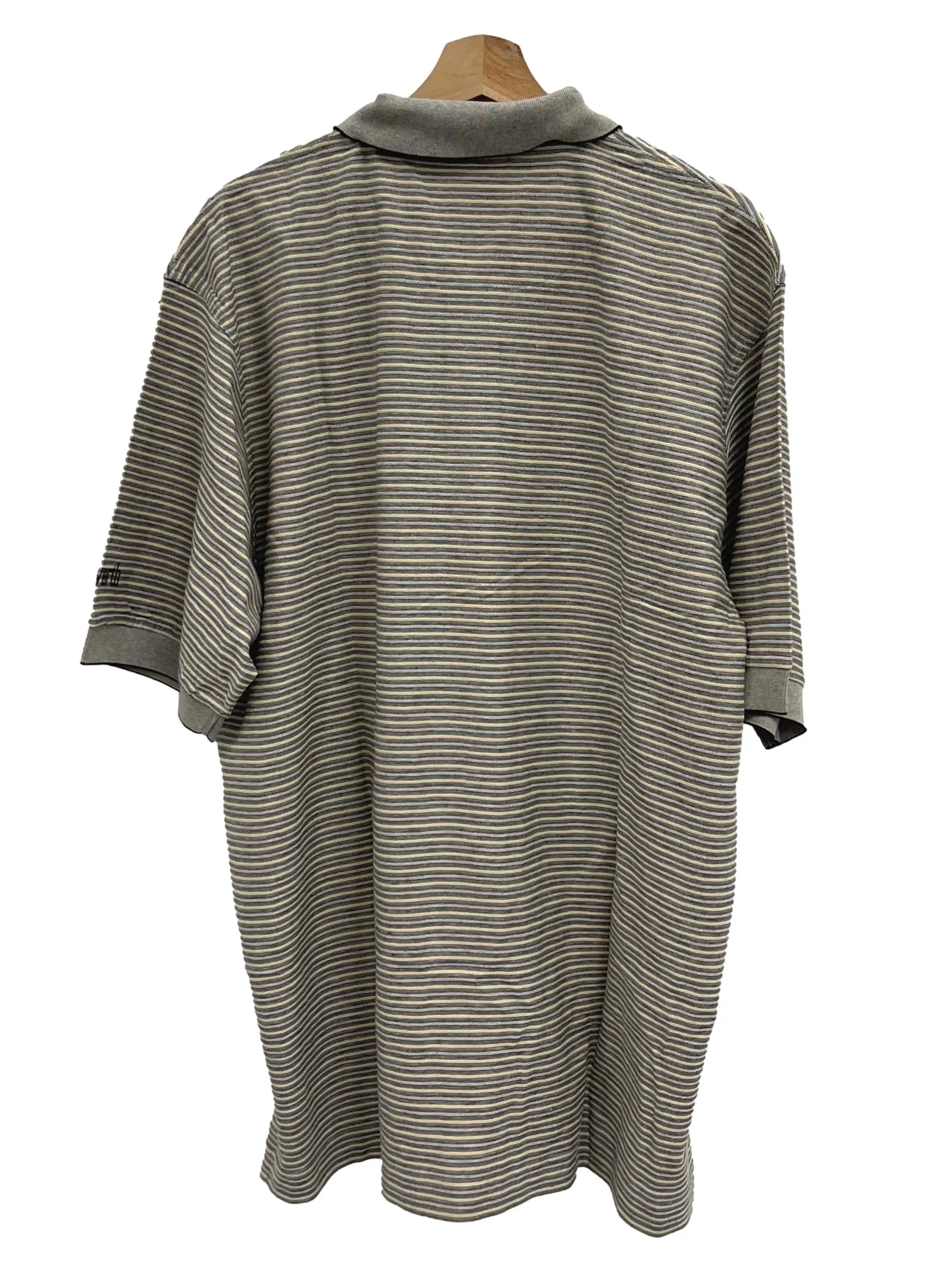 Light Brown And Grey Striped Polo