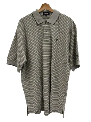 Light Brown And Grey Striped Polo