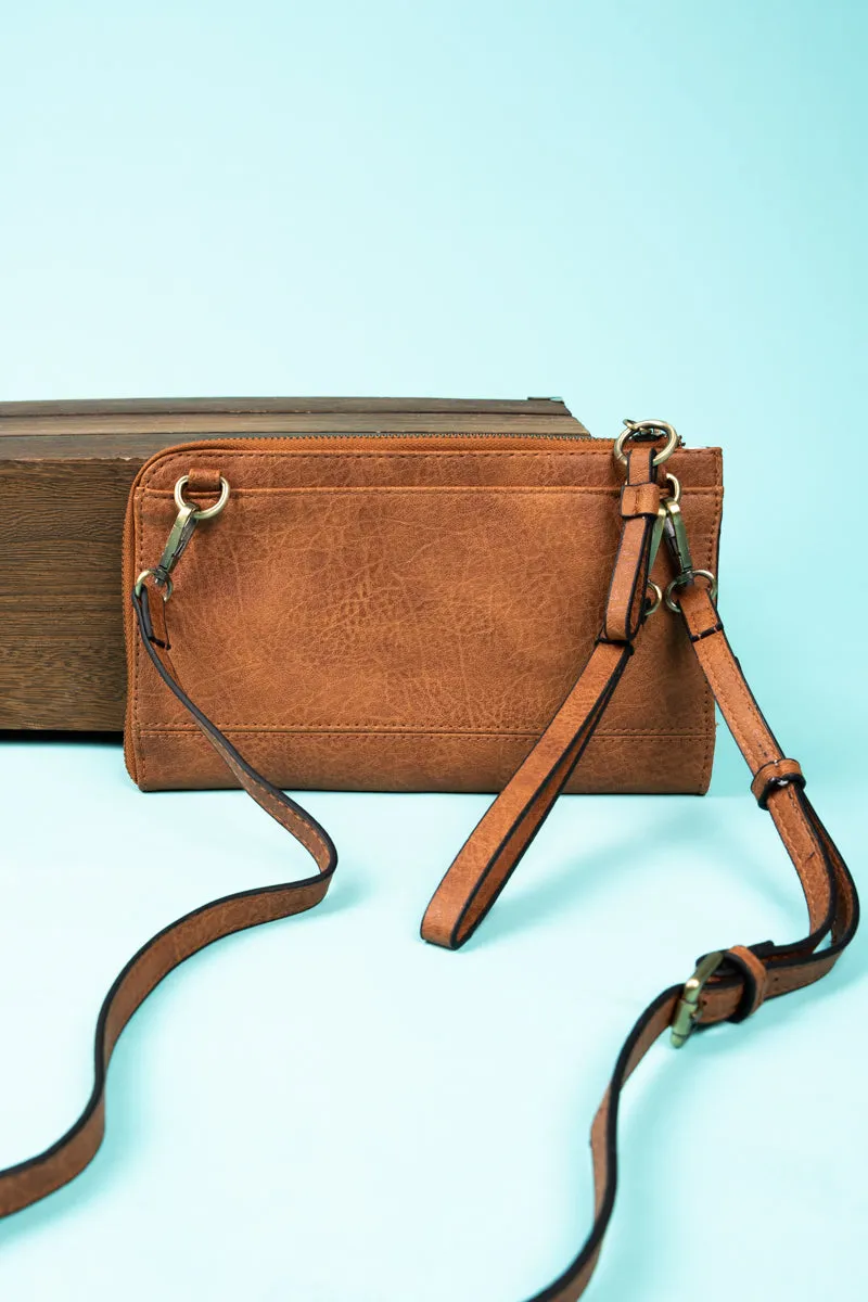 Light Brown Faux Leather Cassi Clutch