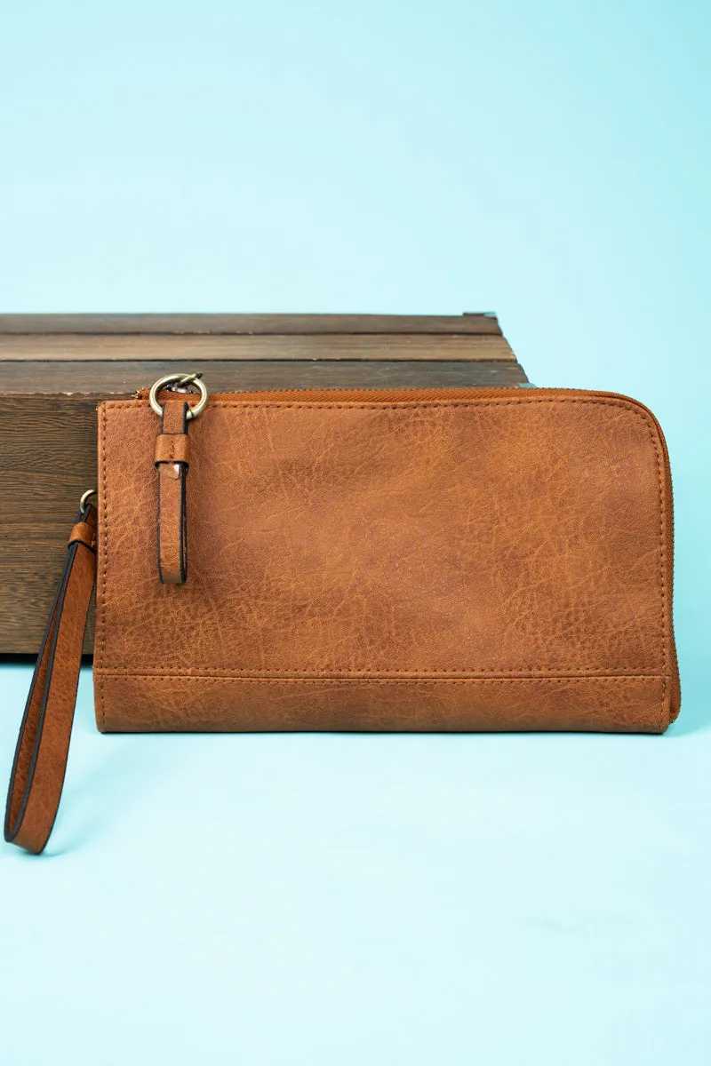 Light Brown Faux Leather Cassi Clutch