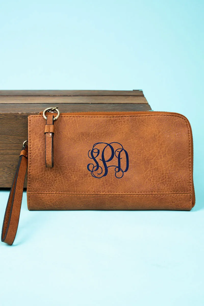 Light Brown Faux Leather Cassi Clutch