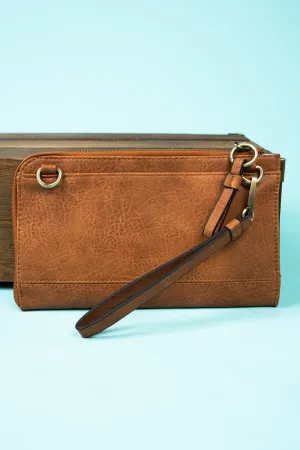 Light Brown Faux Leather Cassi Clutch