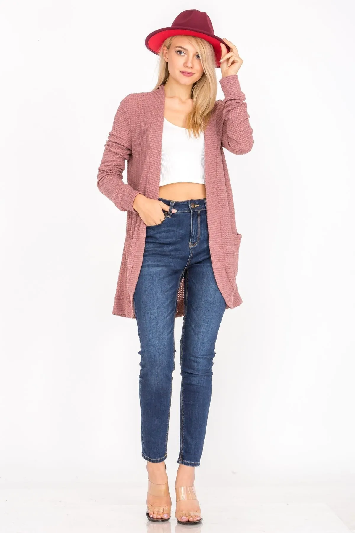 Lightweight Open Front Draped Knit Sweater Cardigan