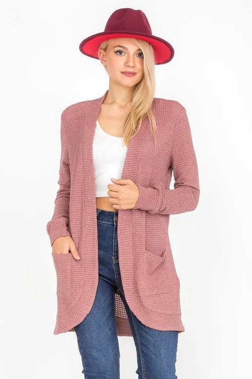 Lightweight Open Front Draped Knit Sweater Cardigan