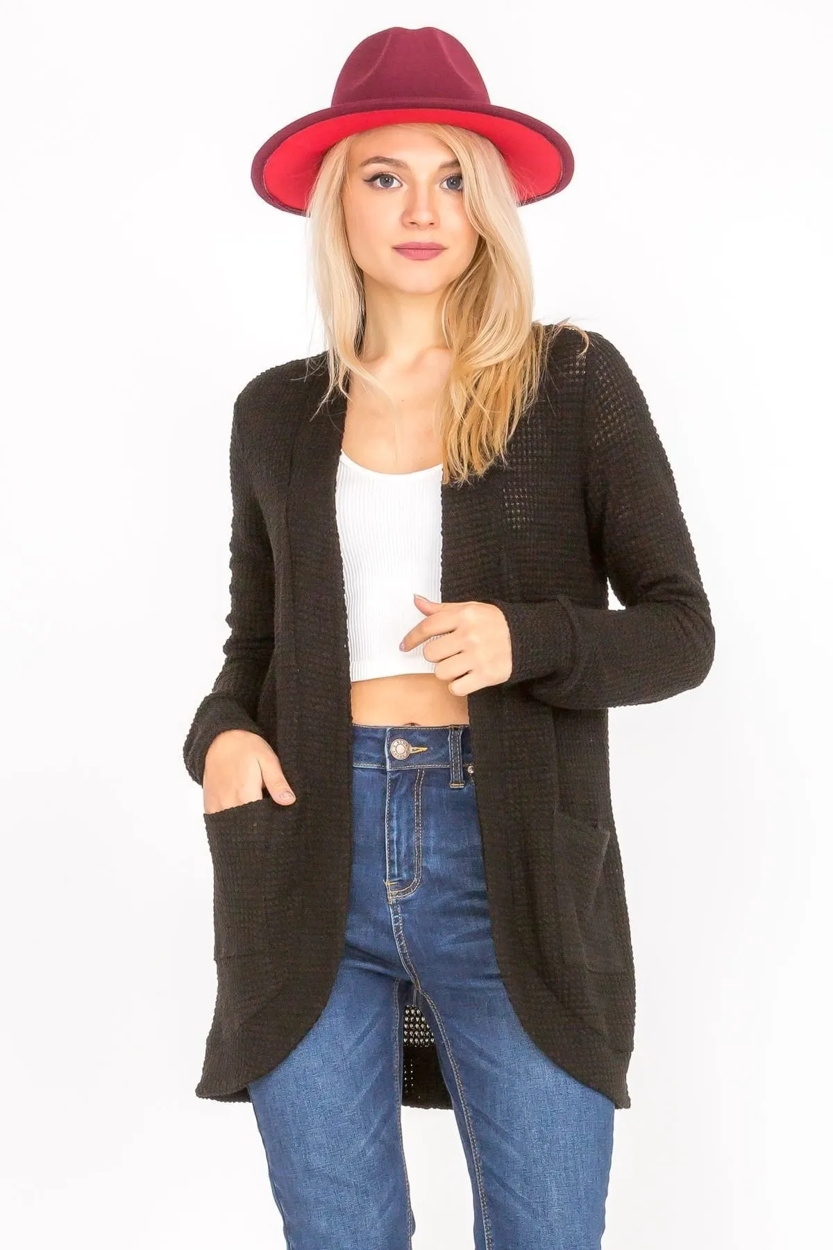 Lightweight Open Front Draped Knit Sweater Cardigan