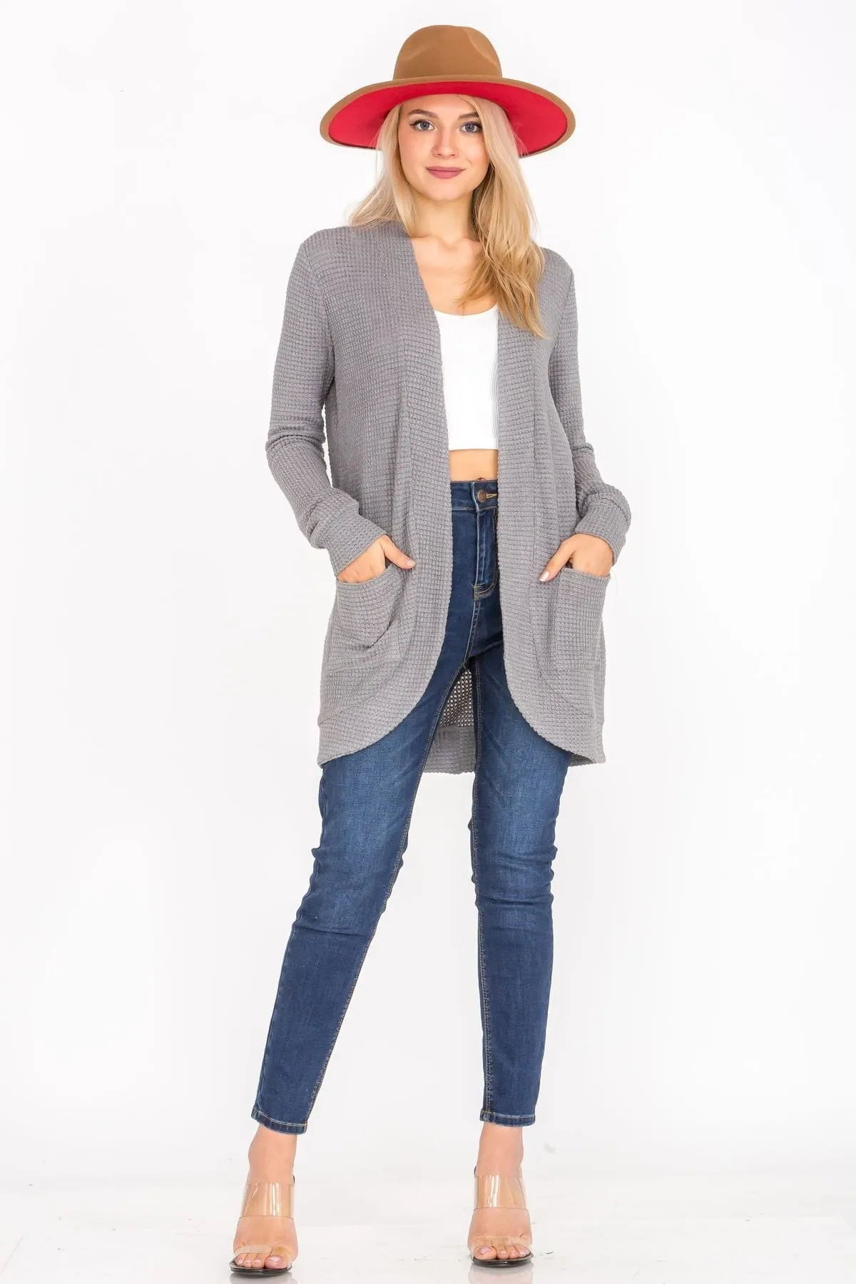 Lightweight Open Front Draped Knit Sweater Cardigan