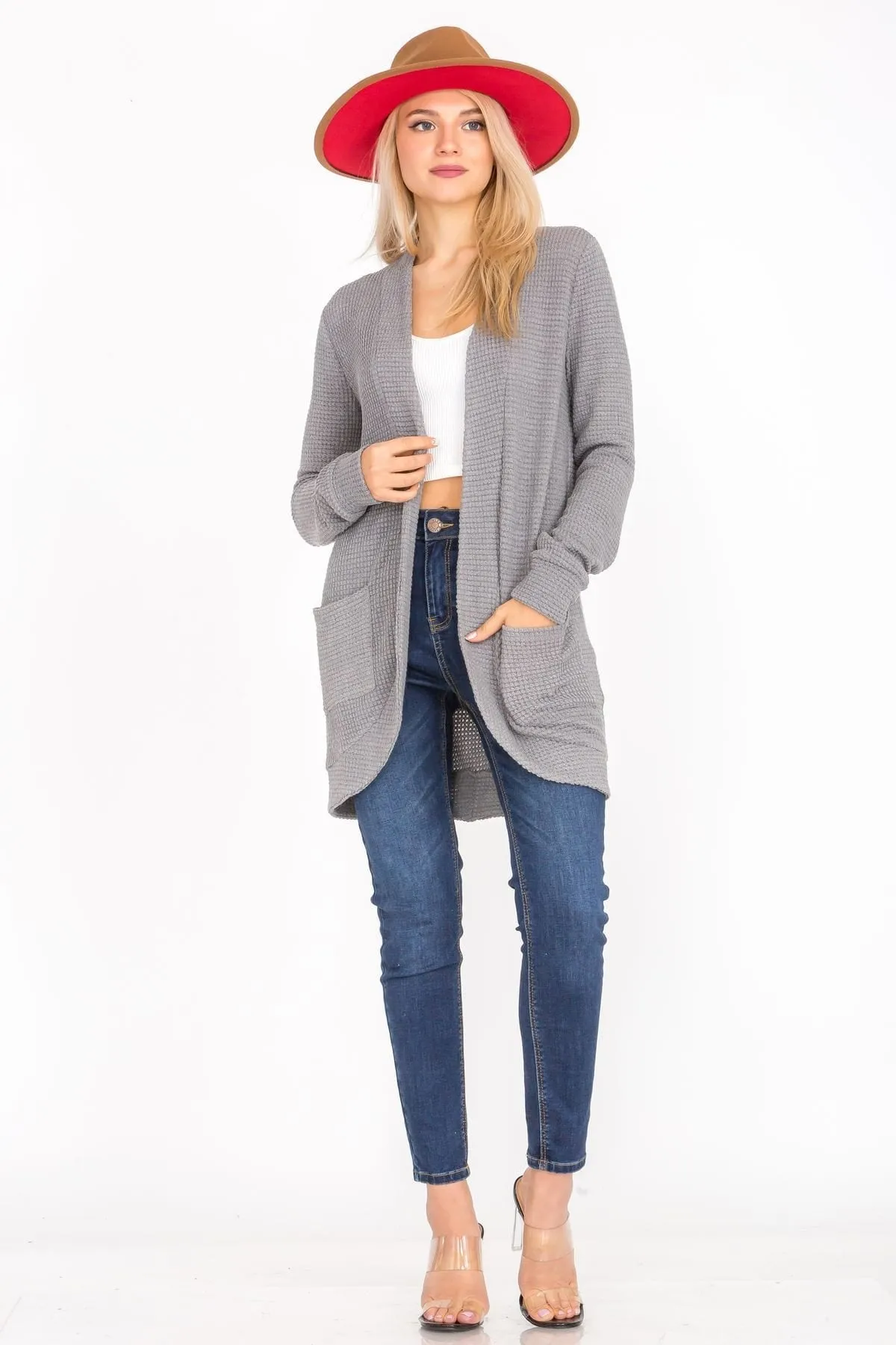 Lightweight Open Front Draped Knit Sweater Cardigan