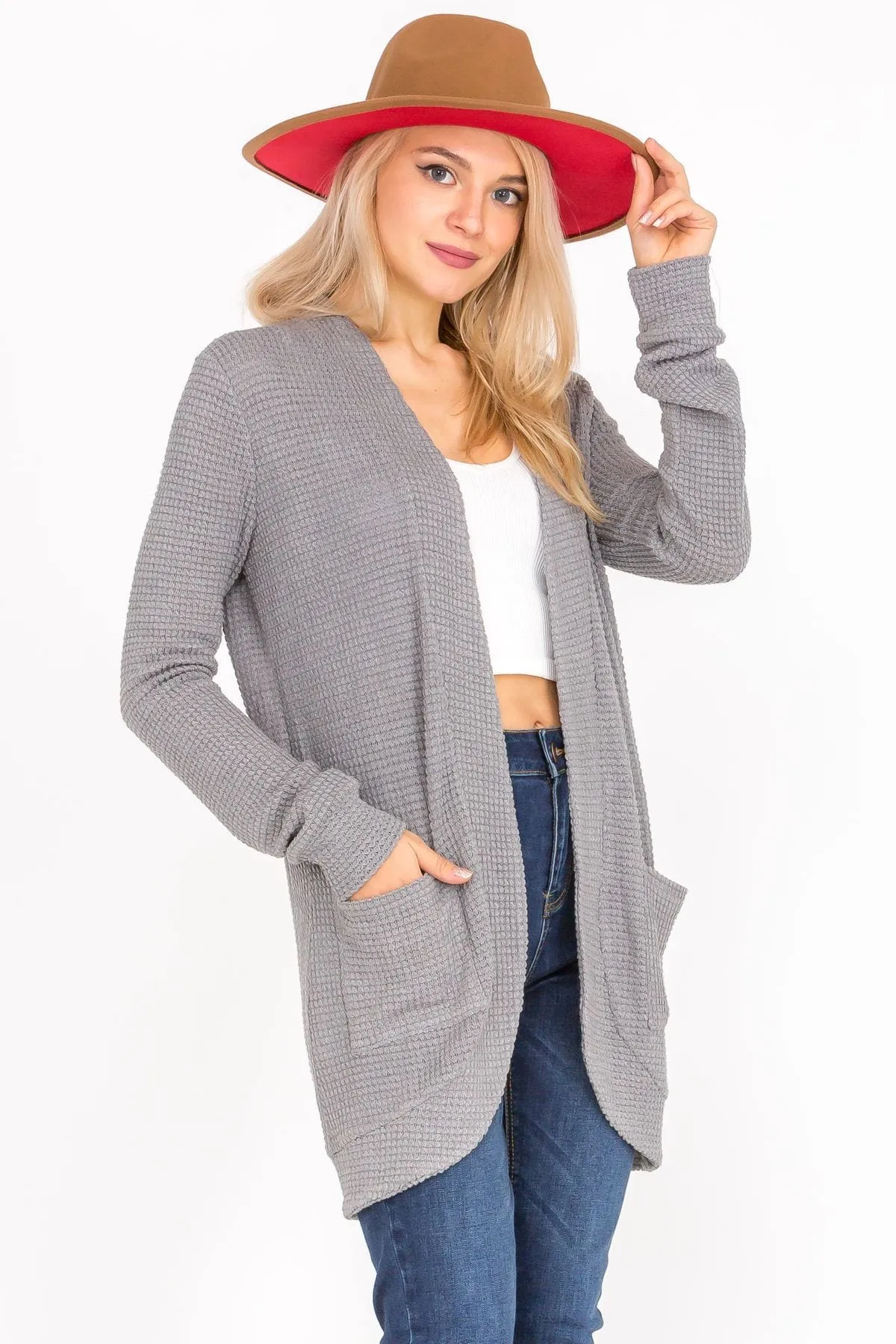Lightweight Open Front Draped Knit Sweater Cardigan