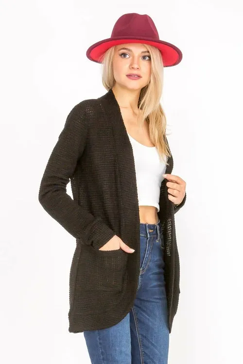 Lightweight Open Front Draped Knit Sweater Cardigan