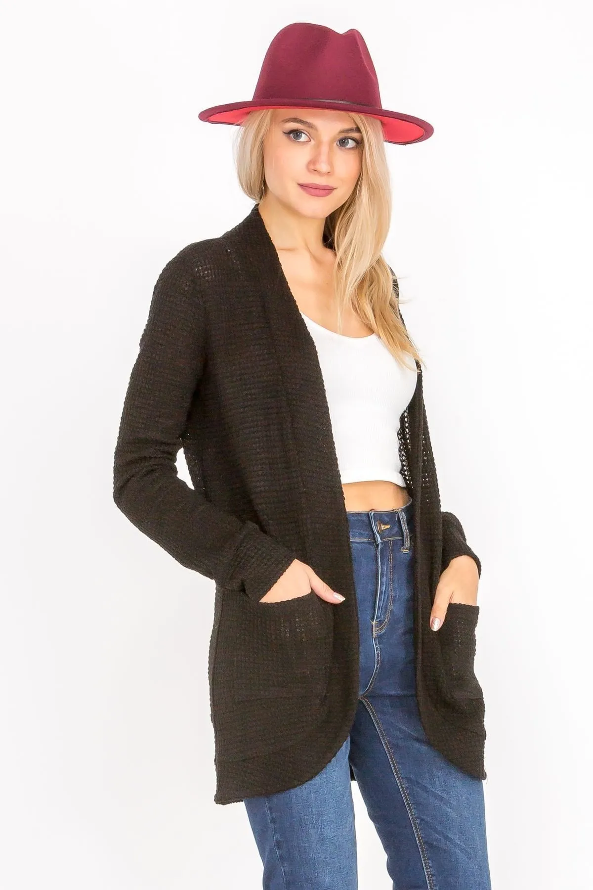 Lightweight Open Front Draped Knit Sweater Cardigan