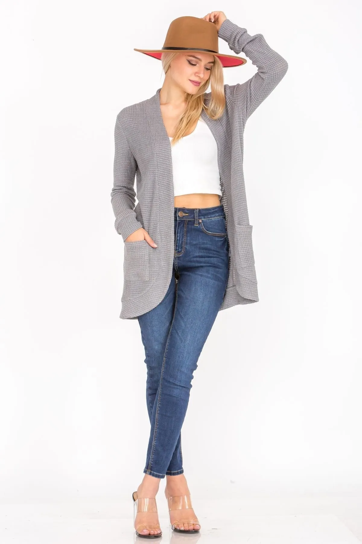 Lightweight Open Front Draped Knit Sweater Cardigan