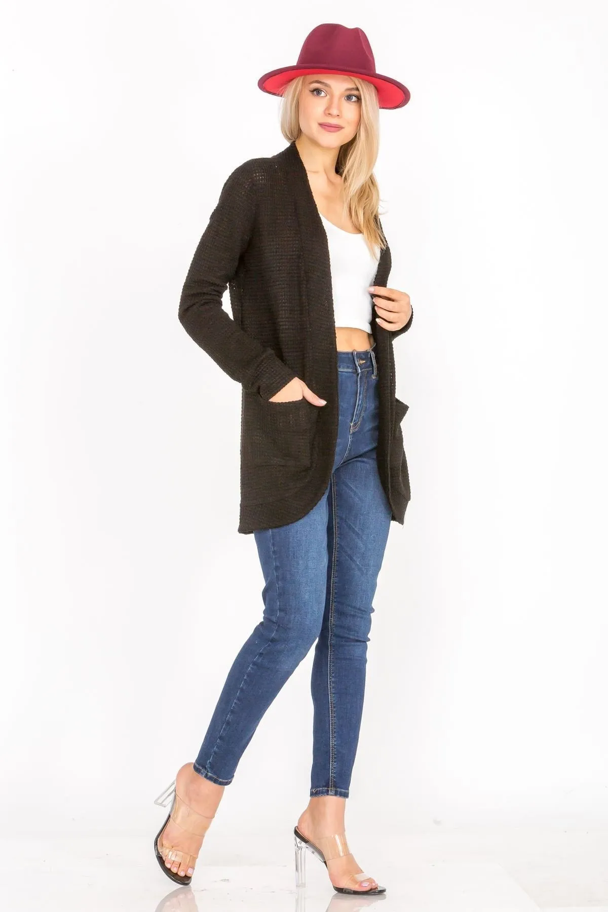 Lightweight Open Front Draped Knit Sweater Cardigan