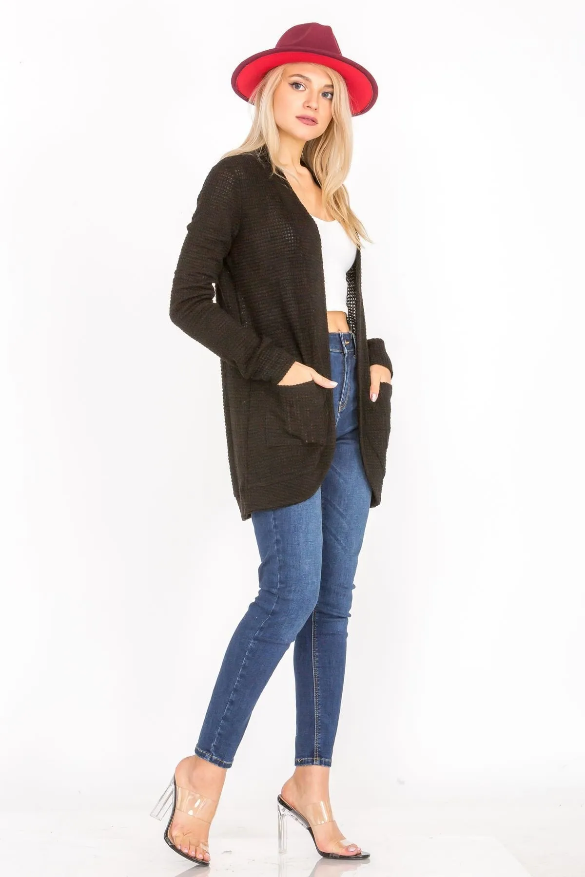 Lightweight Open Front Draped Knit Sweater Cardigan