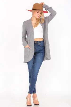 Lightweight Open Front Draped Knit Sweater Cardigan