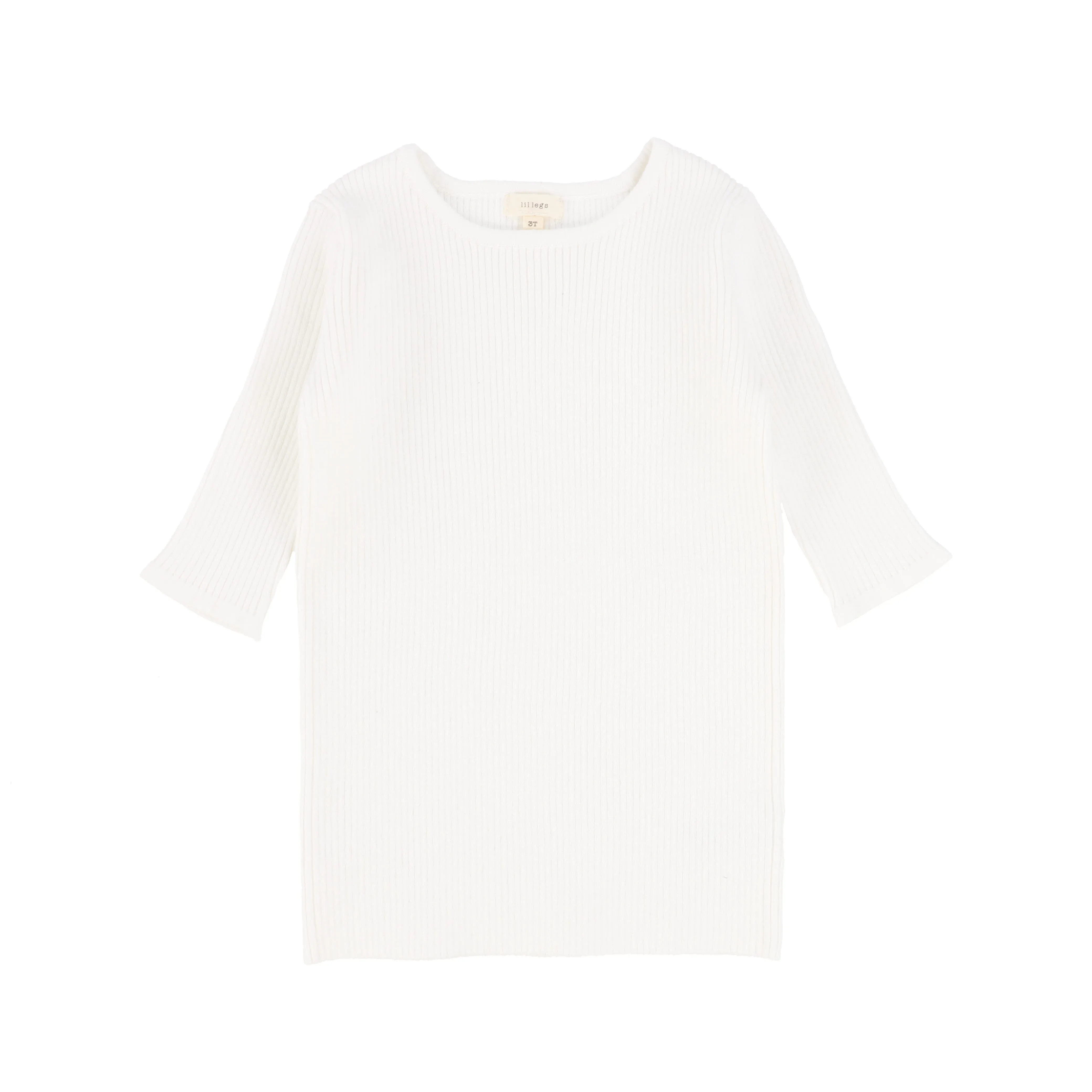 Lil Legs Knit Crewneck Sweater Three Quarter Sleeve - White