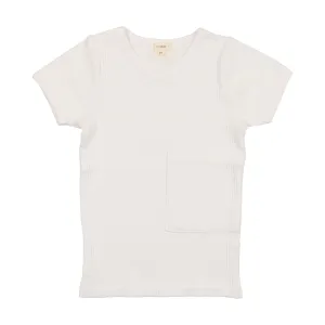 Lil Legs Ribbed V-Tee with Pocket - White