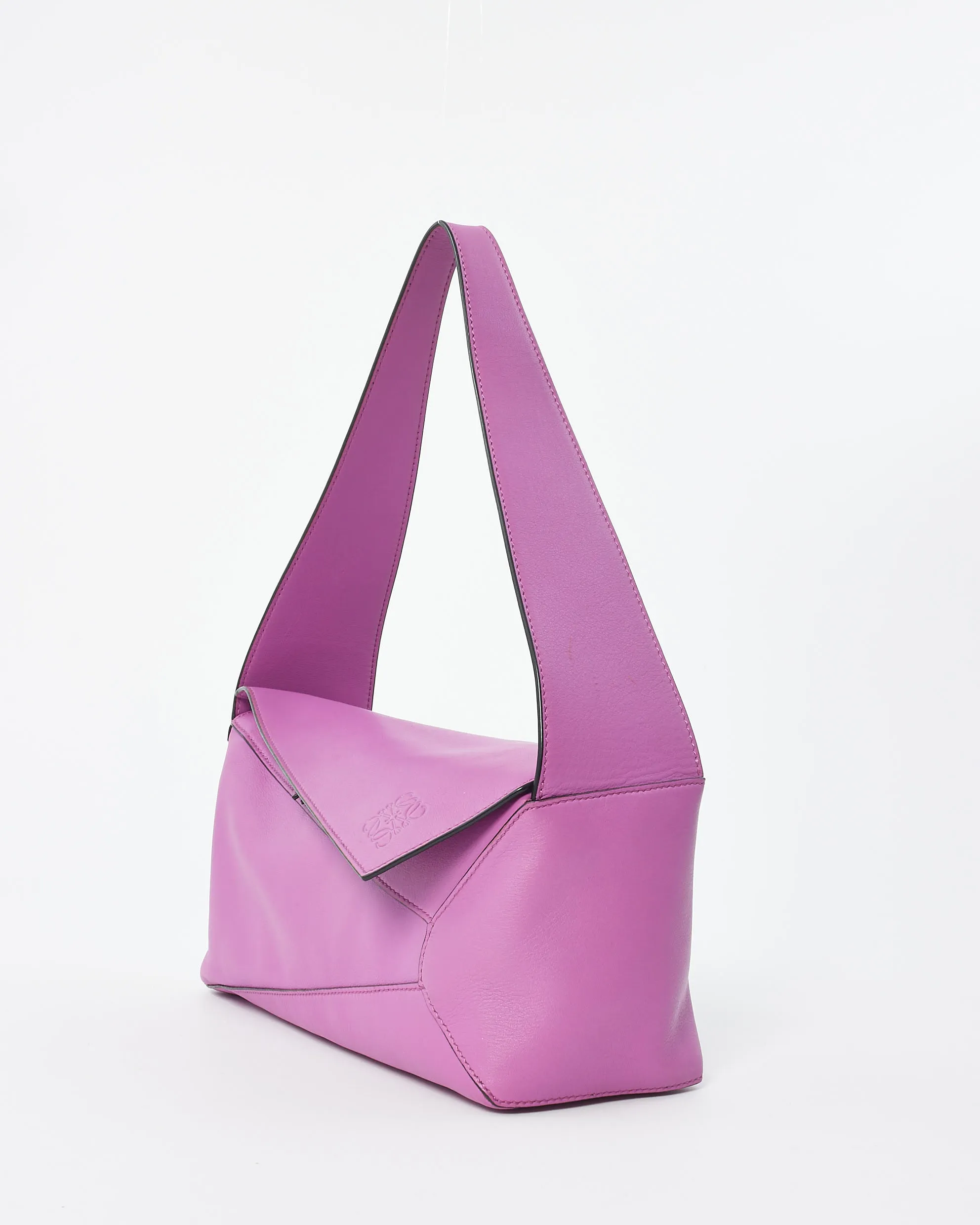 Loewe Fuchsia Leather Puzzle Hobo Shoulder Bag