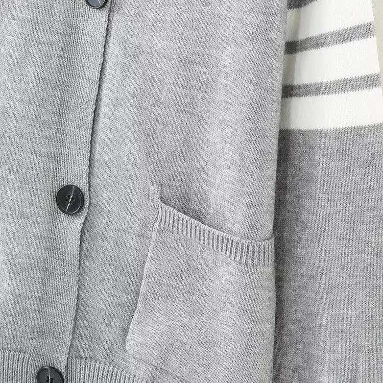 Long Sleeve Striped Sleeve Cardigan