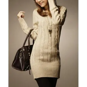 Longline V Neck Sweater - Off-white One Size