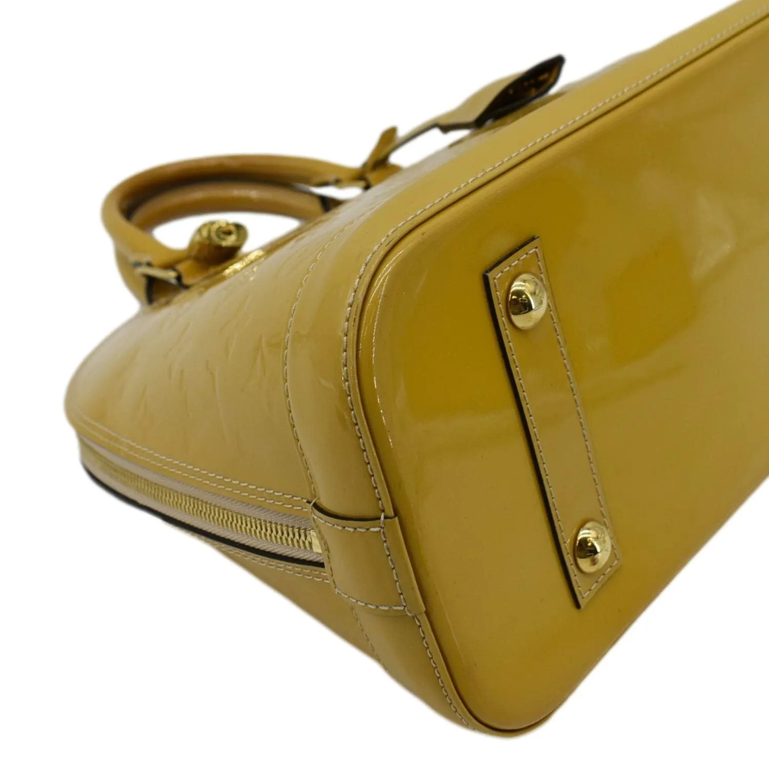 LOUIS VUITTON Alma PM Monogram Vernis Satchel Bag Yellow
