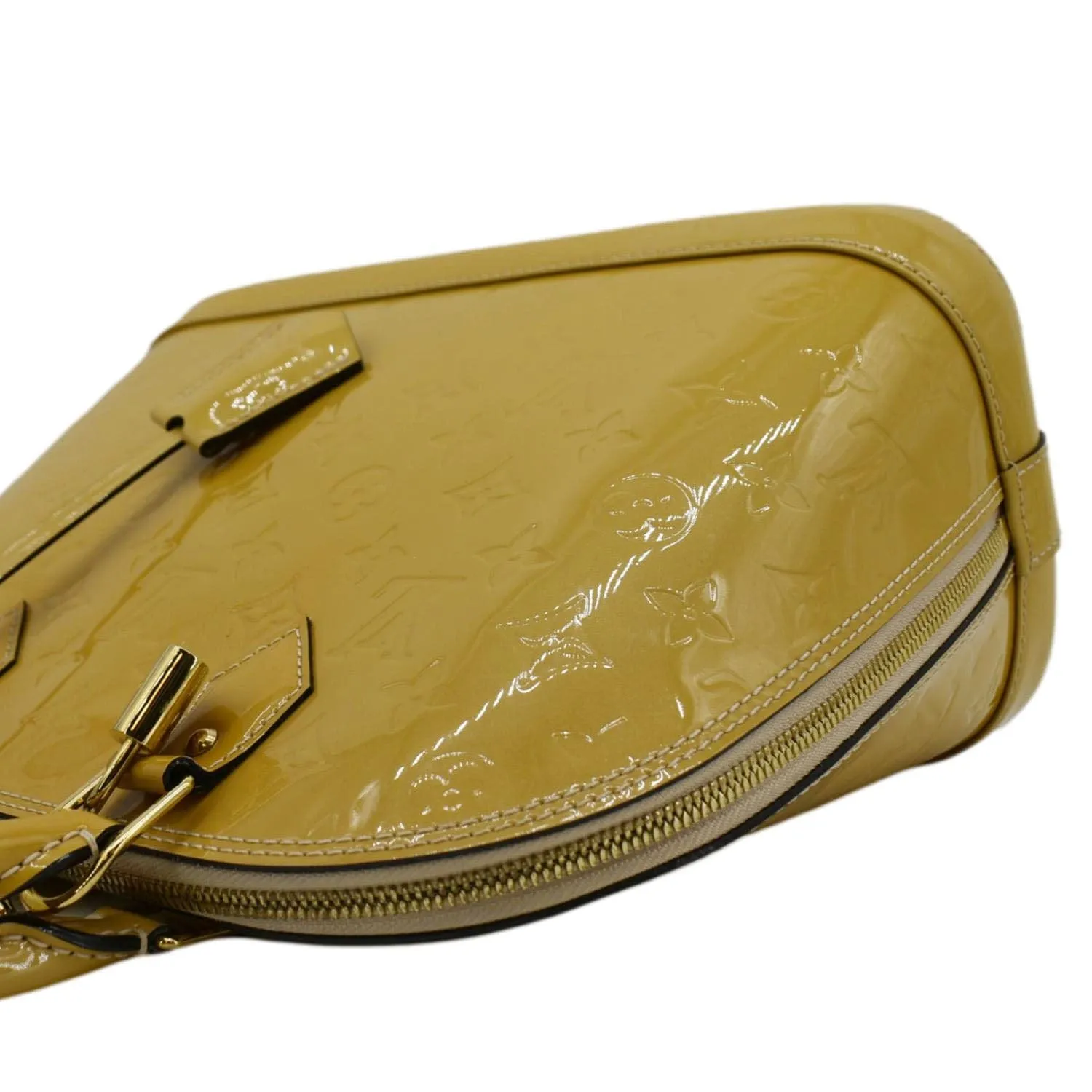 LOUIS VUITTON Alma PM Monogram Vernis Satchel Bag Yellow
