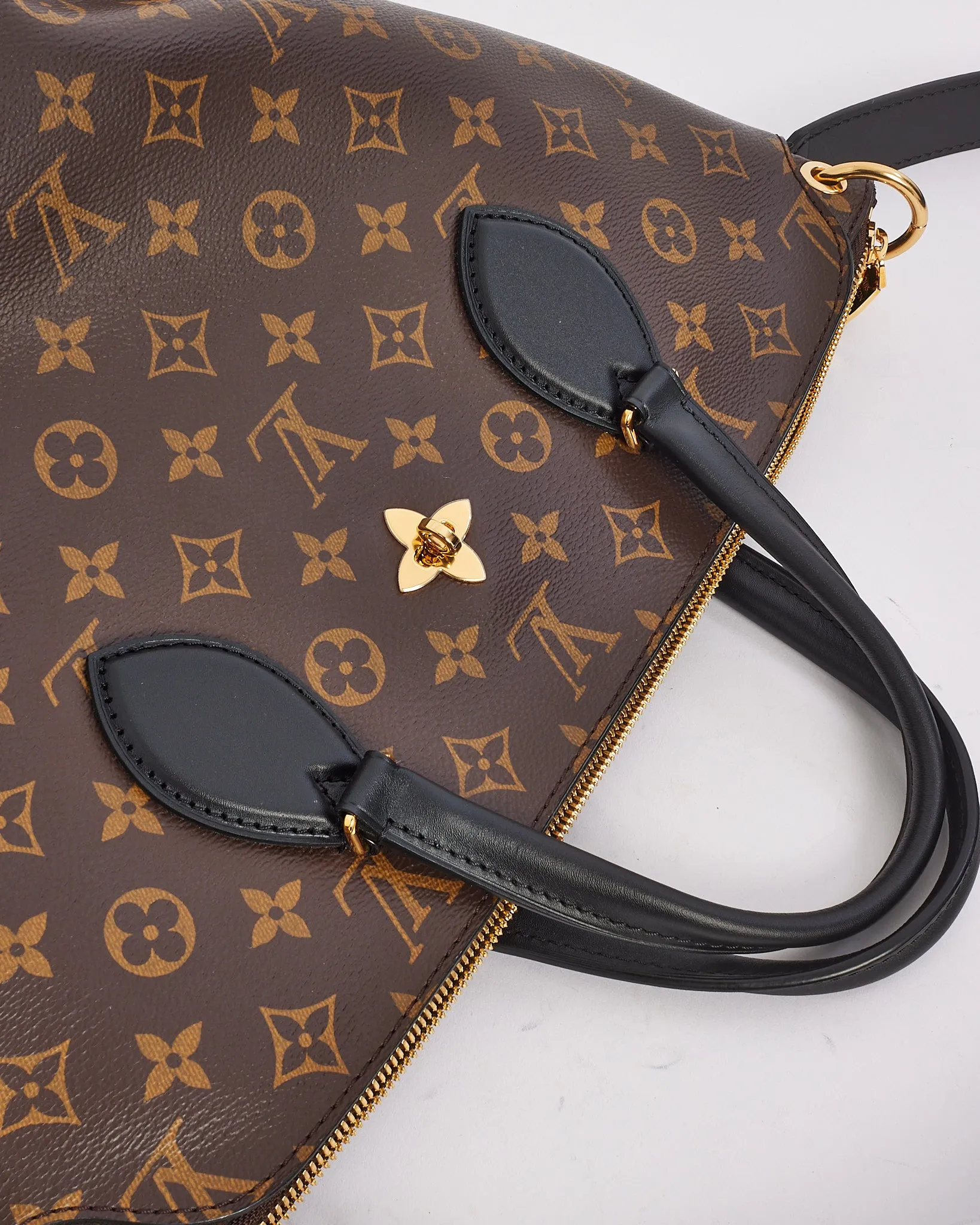 Louis Vuitton Black Monogram Canvas Flower Zip Tote MM